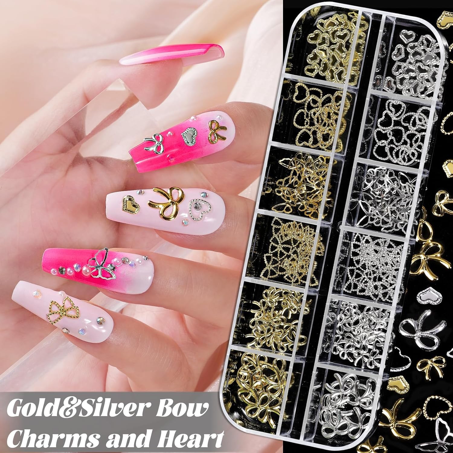 Nail Charms and Gems, Nail Art Kit with 30 Sheets Flower Nail 6 Kits-A