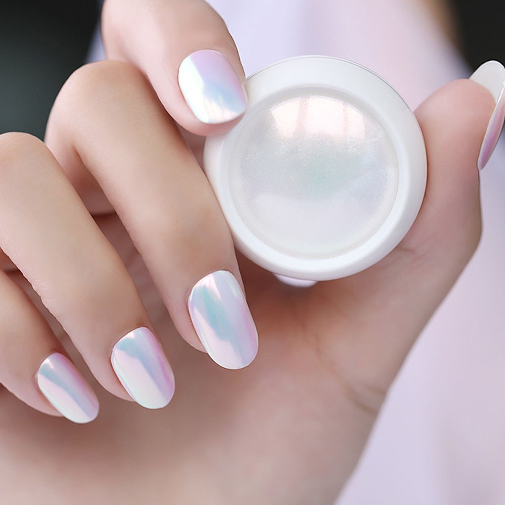 AURORA NAIL POWDER Mirror Effect CHROME Nail Art Mermaid Rainbow AB (Opal6) Uk