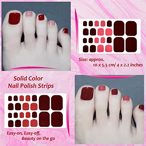 440 Pieces 20 Sheets Solid Color Toe Nail Wraps Toe Nail Polish Strips Red