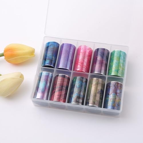 10 Rolls Marbling Nail Foil Transfer Sticker Kit Nail Foil Sheets Foil Nail