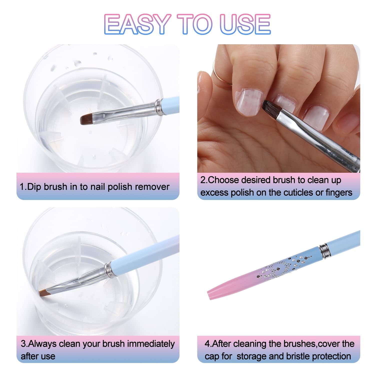 Pro Precision Nail Art Clean Up Brush Set