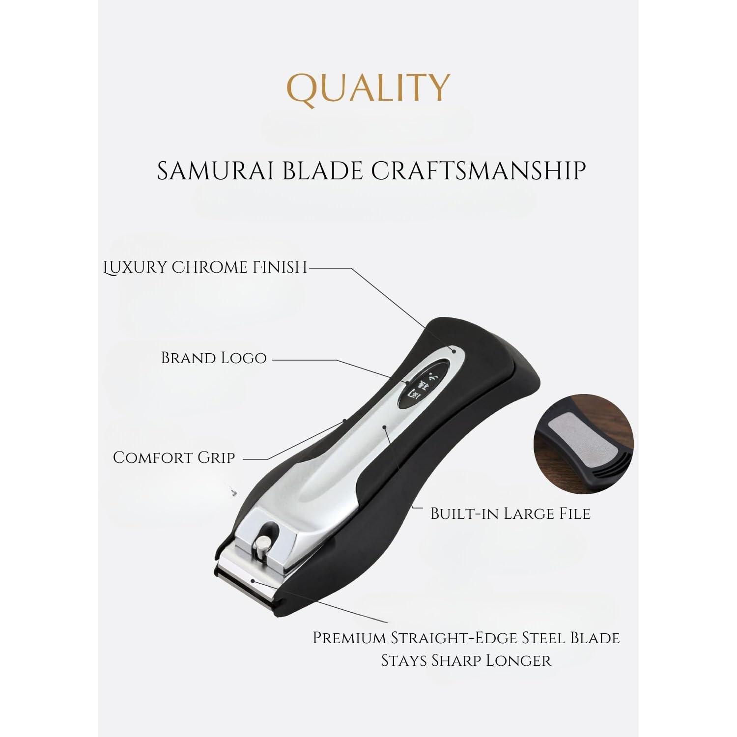 KAI Japanese Nail Clippers With Side Nail File, Stainless Steel, Large, Made …