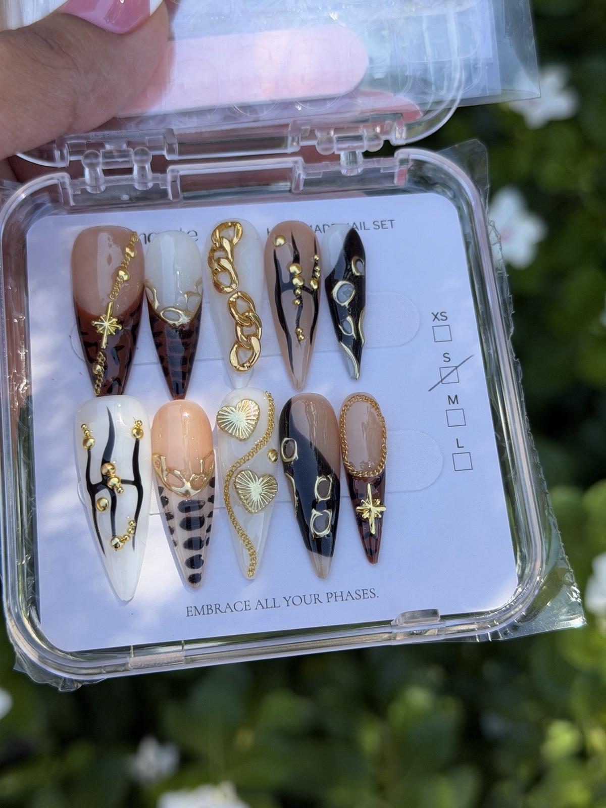 Custom Nails Handmade Press-On Nails with Glue, Size Small