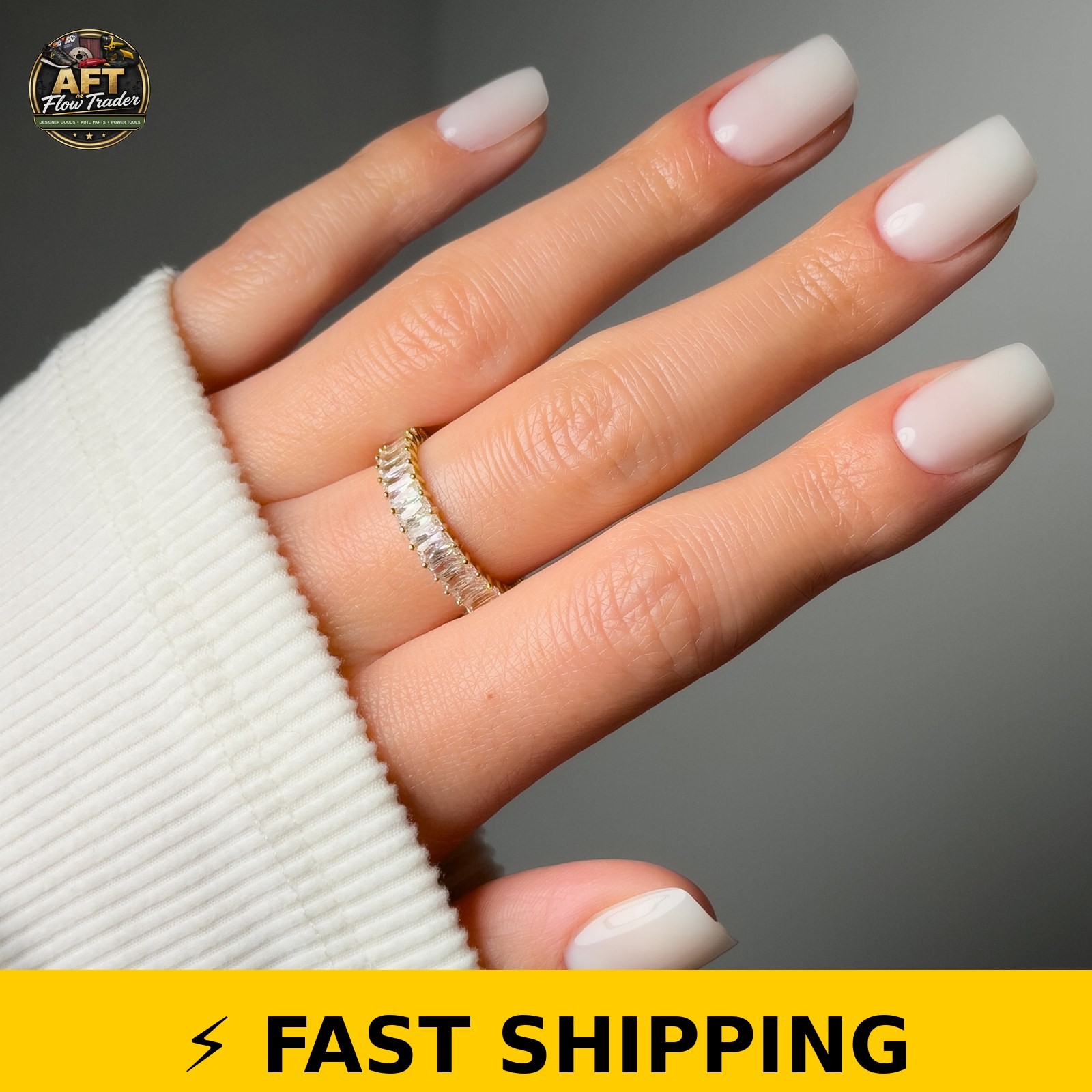 Salon Perfect Short Square Press On Nails – 450 Milky White