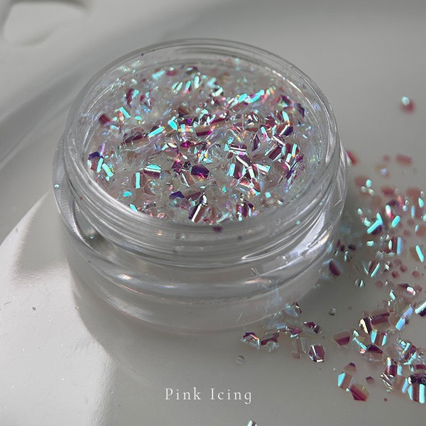 Bonnie B Pink Icing Nail Glitter Aurora Clear Ice Effect Chunky Mix Nail Art