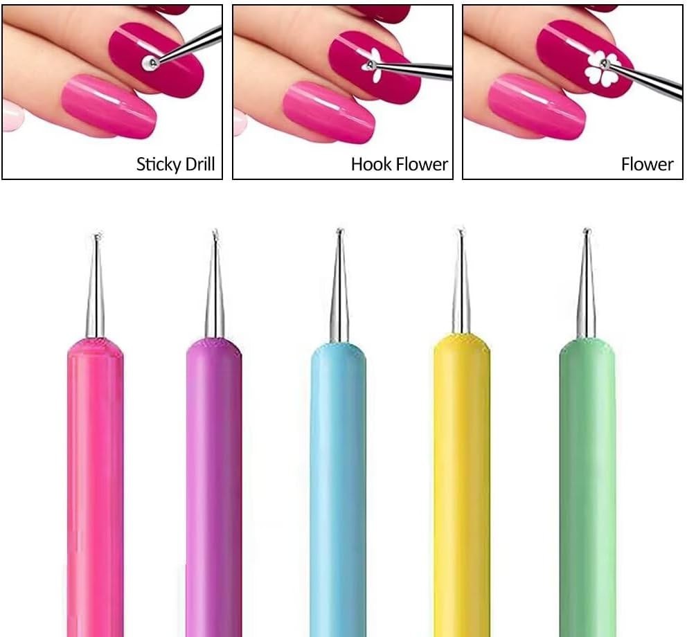 Nail Art Mastery: 5-Piece Dotting Pen Set with 10 Durable Tips for All Levels