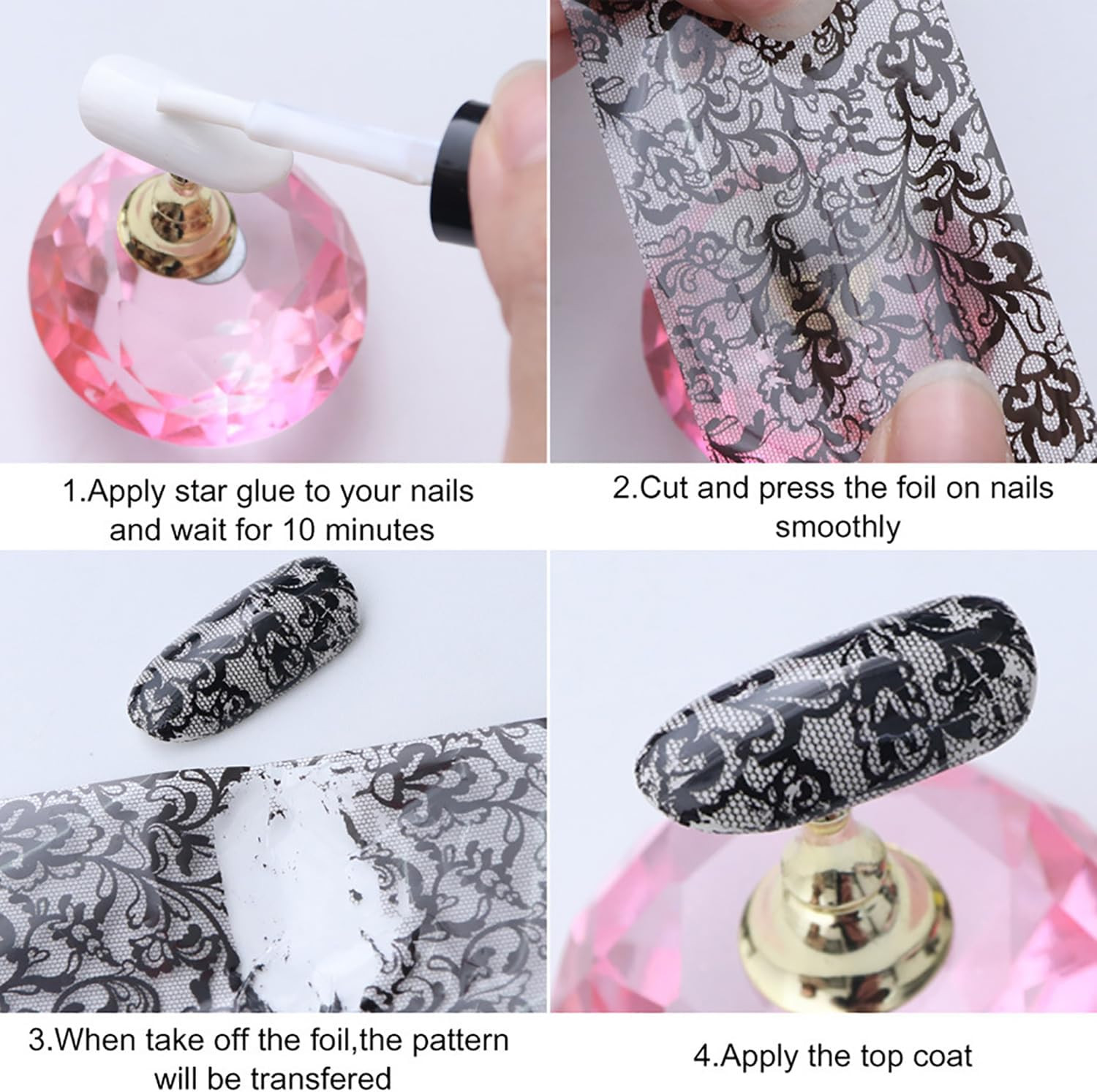Holographic Nail Foil Laser Metallic Broken Glass Transfer Foil Nail Wraps Foils