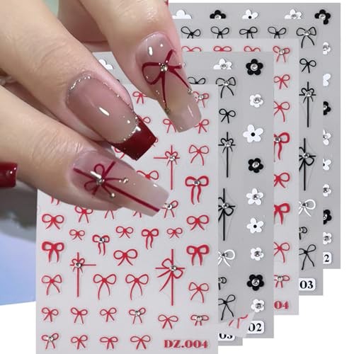 6 Sheets Rhinestones Bow Nail Stickers for 3D Self-Adhesive Bow Nail Stickers-5