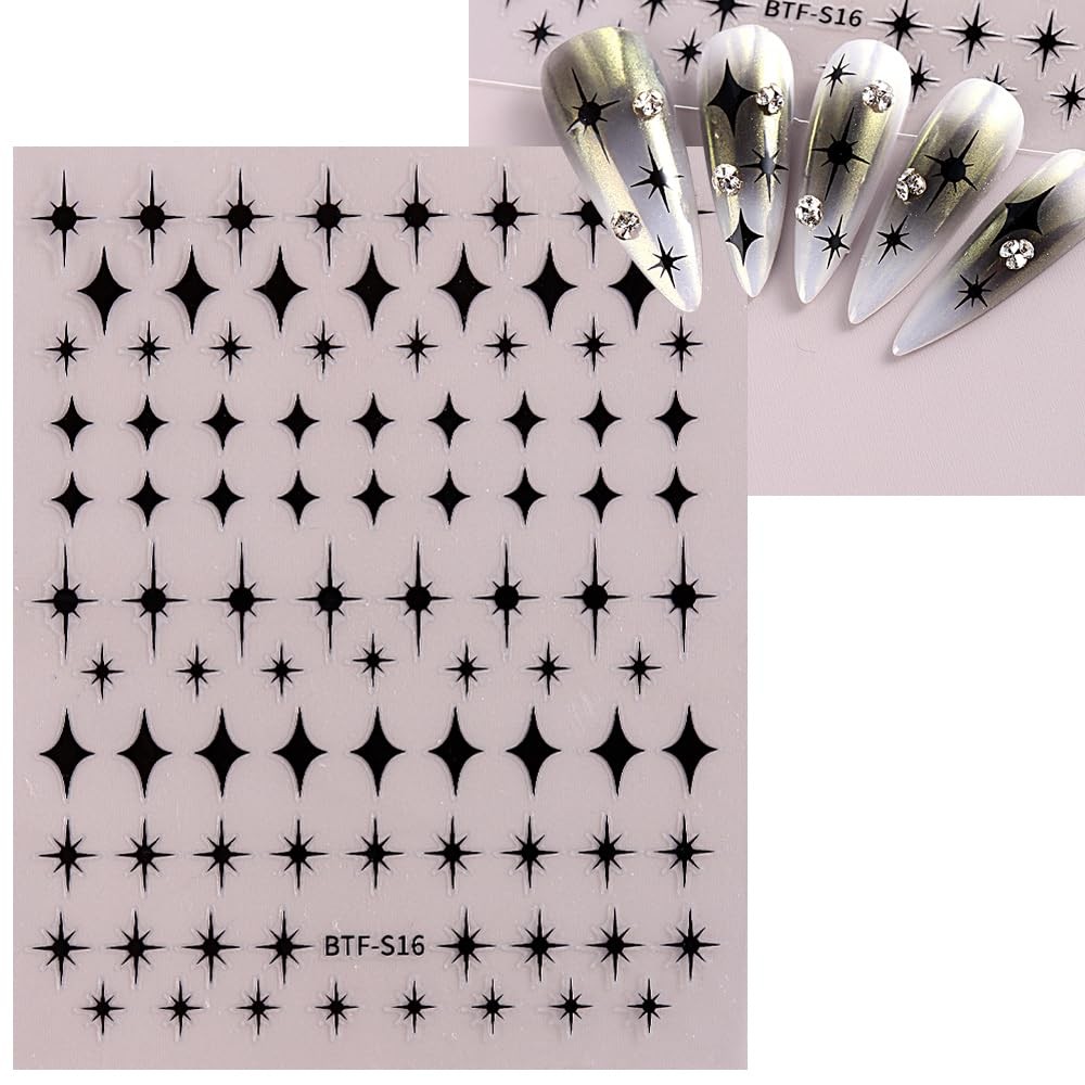 12 Sheets Gold Star Nail Art Stickers Decals 3D Self Adhesive Decals-03