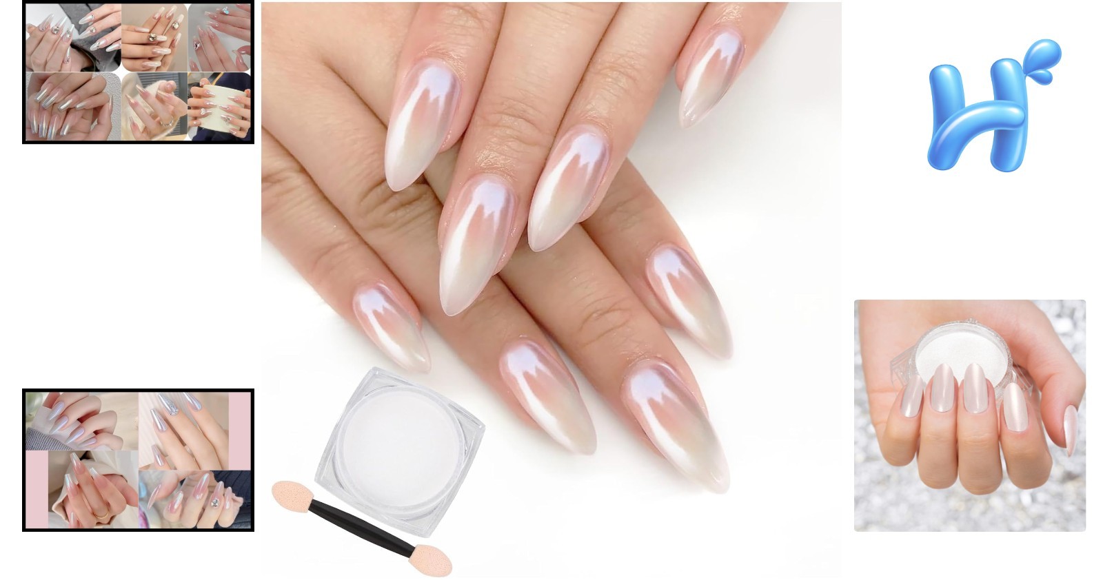White Chrome Nail Powder – Iridescent Mermaid Pigment for Stunning Nail Art