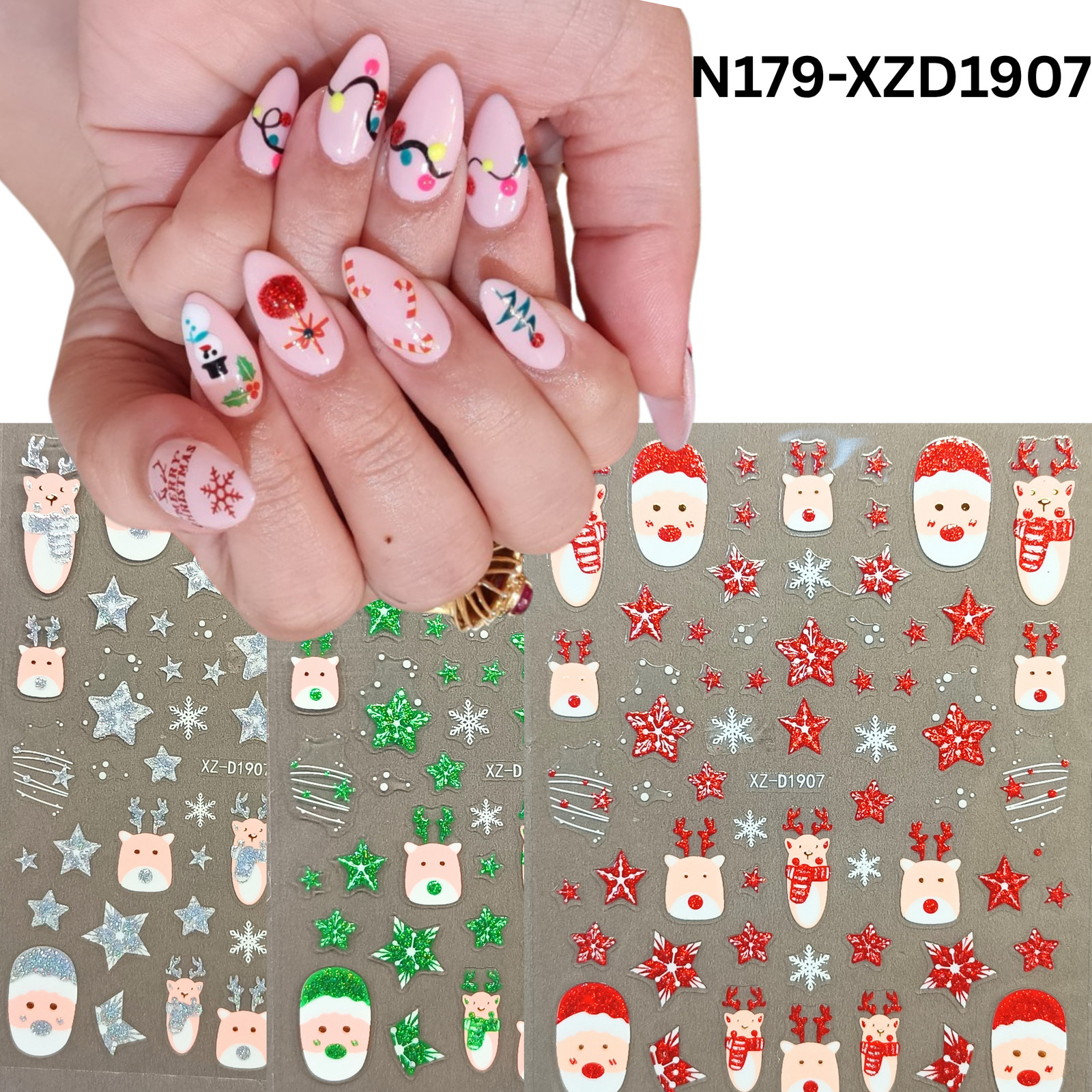 Christmas Reindeer 3D Nail Stickers – Cute Holiday Nail Art
