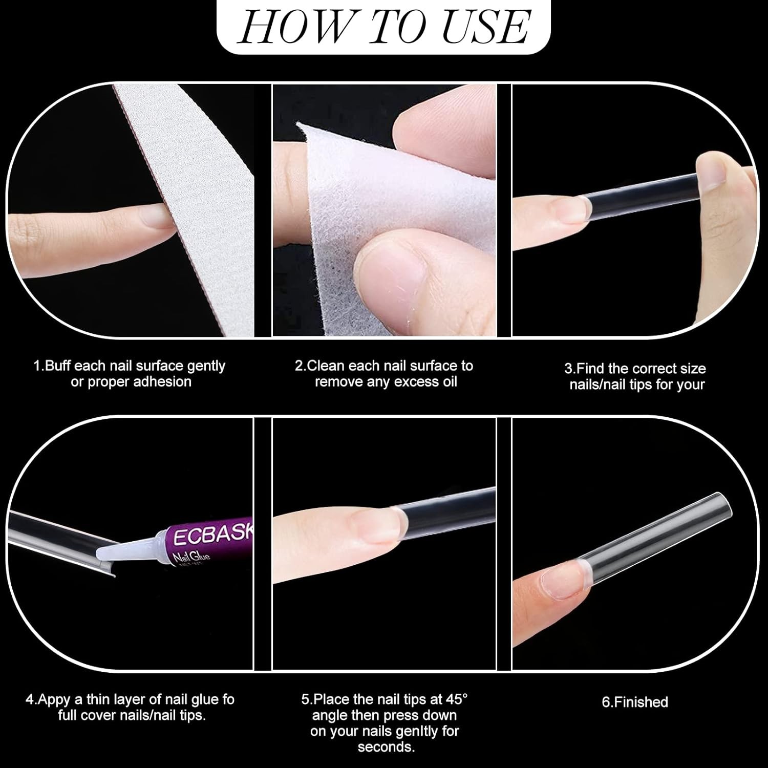 No C Curve 3XL Square Nail Tips-Clear Acrylic Nails Square Shape Nail Tips