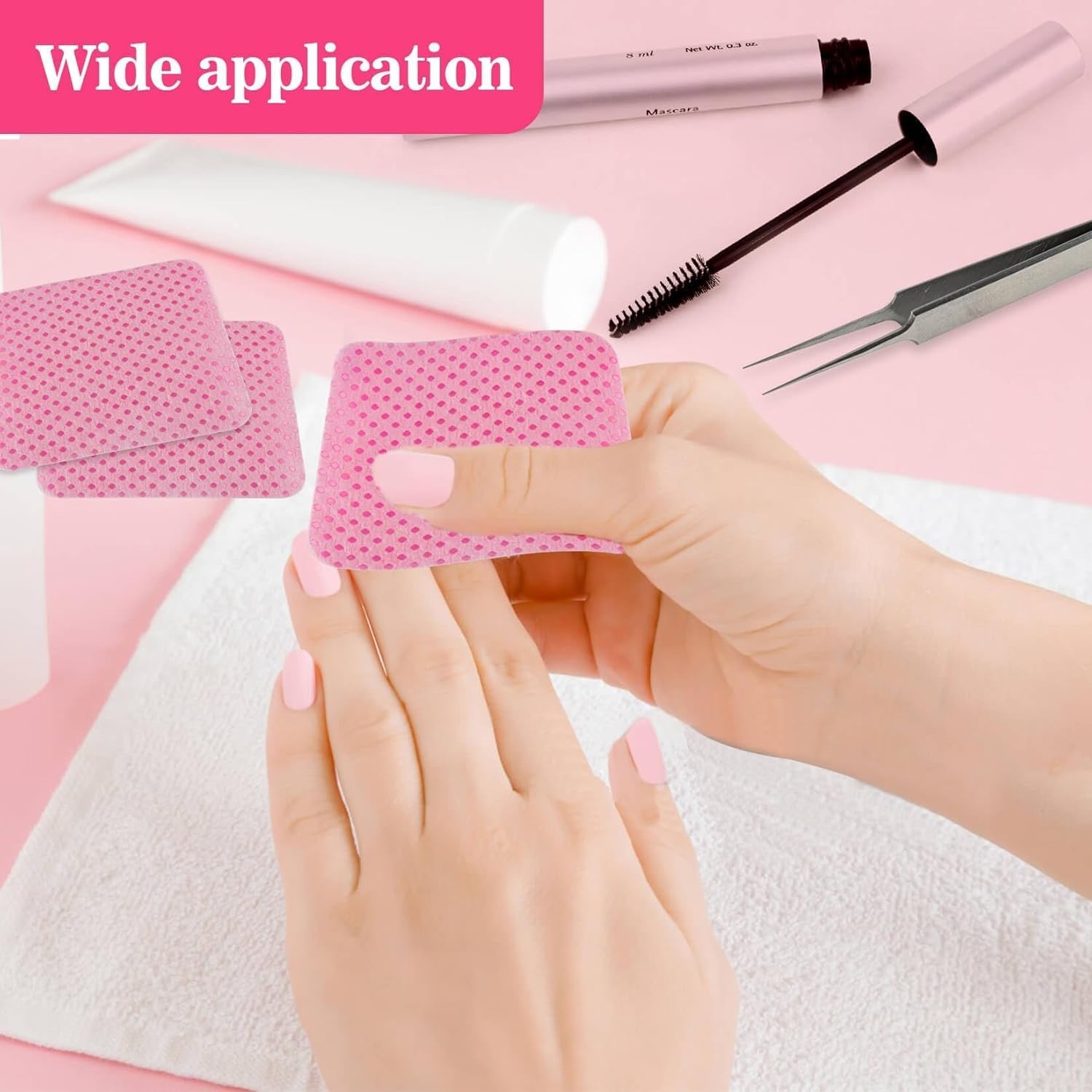 1200 Lint Nail Wipes – Pink Acetone Nail Polish Remover Wipes