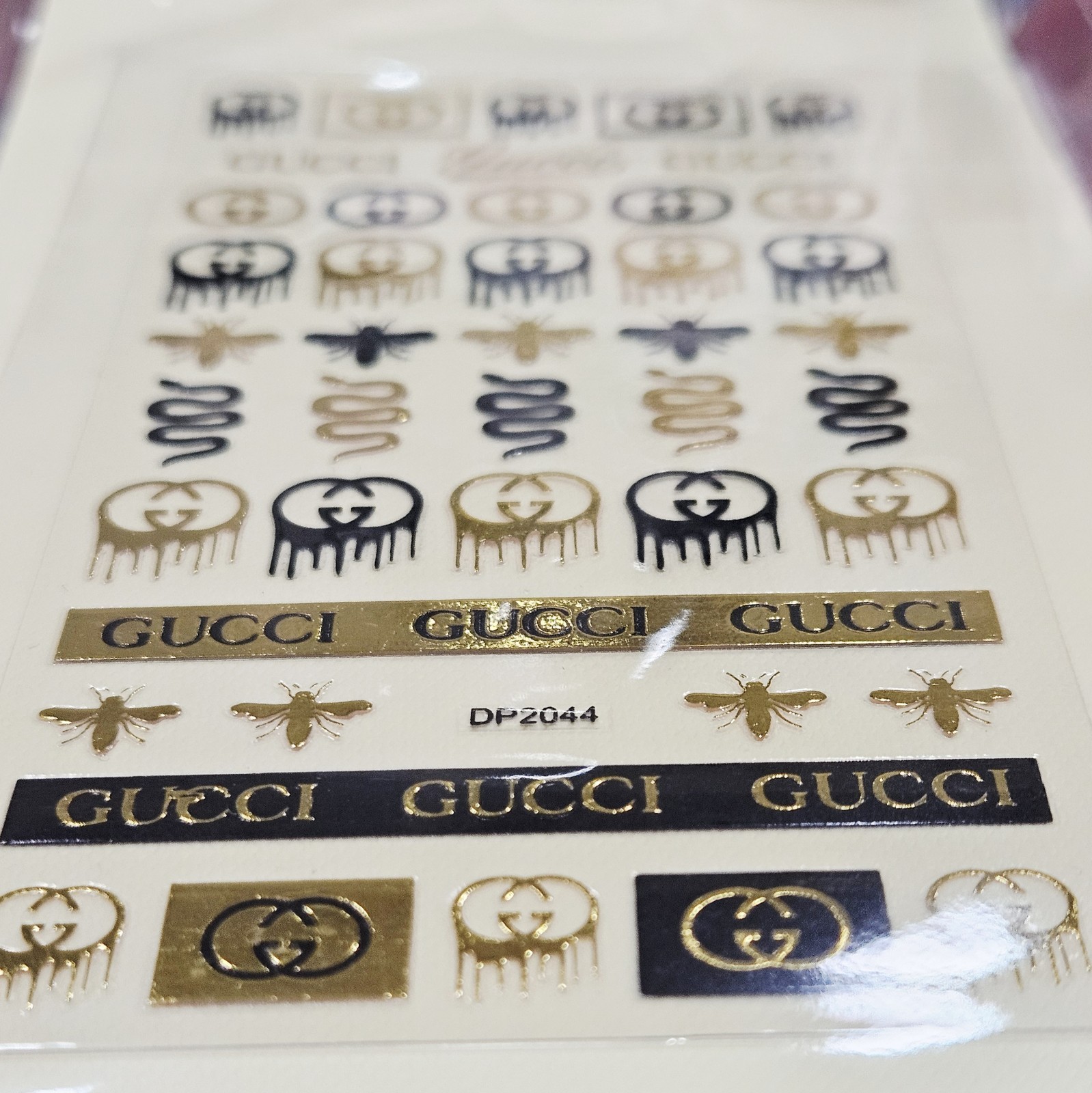NWT NAIL ART DESIGN SELF-SEAL STICKERS SOLID BLACK & METALLIC GOLD BEES!