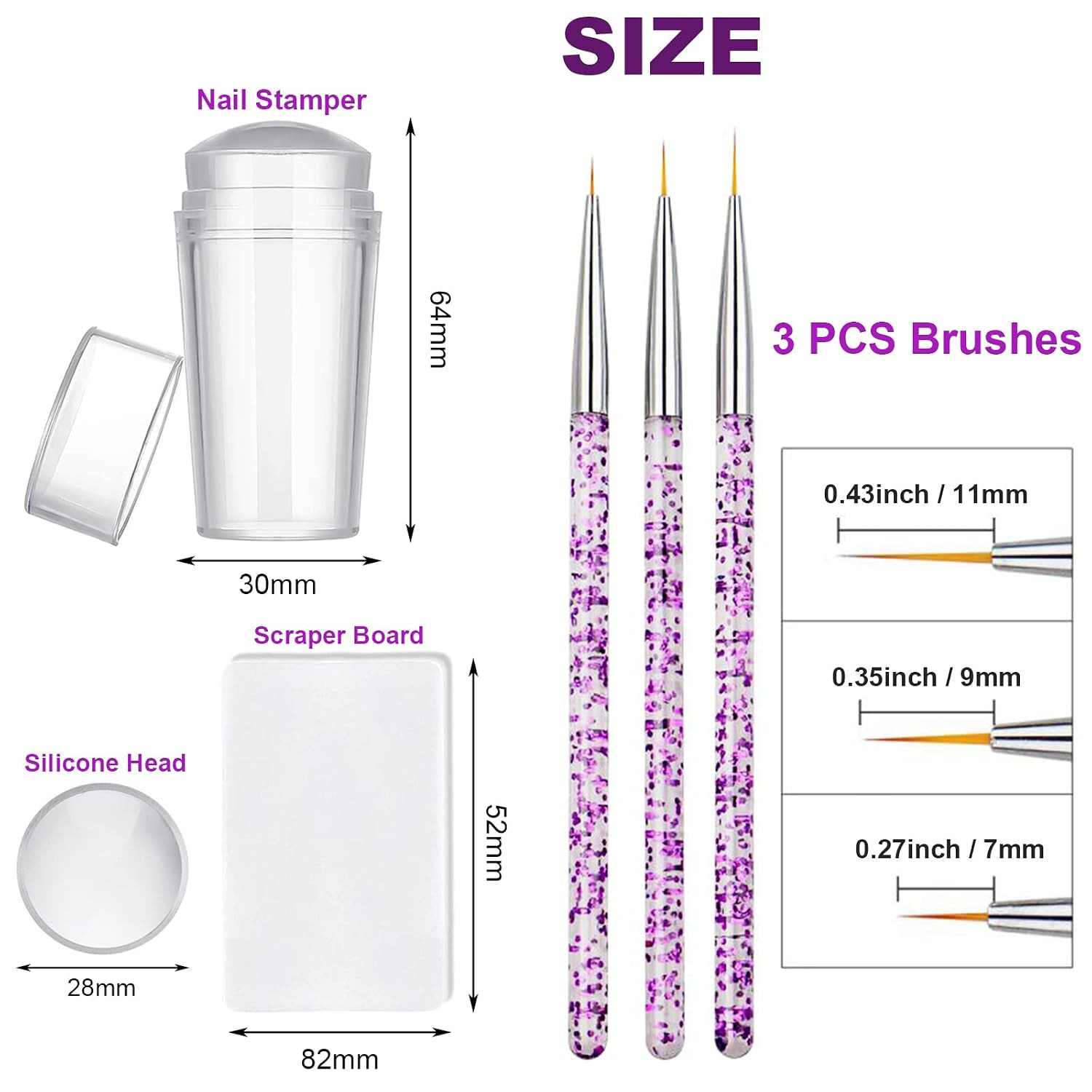 Nail Stamper Nail Art Brushes – French Tip Nail Stamp Clear Nail Art Stamper Jel