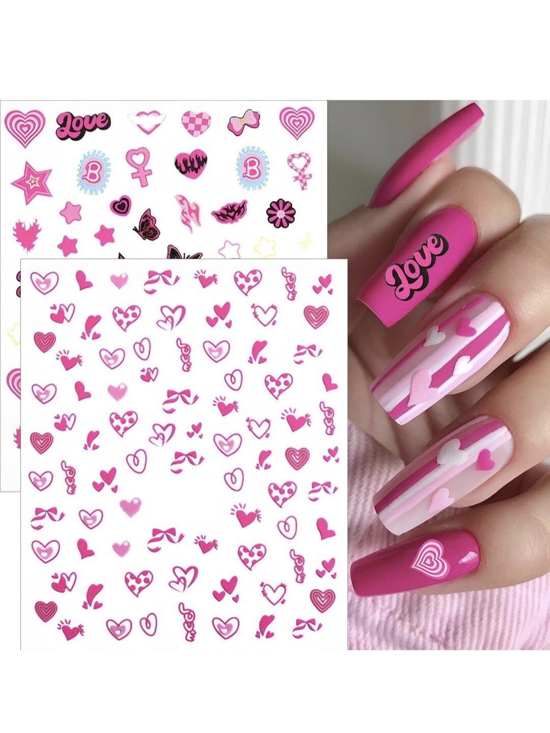 8 Sheets Valentine’s Day Nail Art Stickers