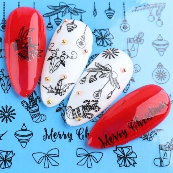 Christmas Nail Art Water Decals: Santa, Snowman, Reindeer(Group 1)