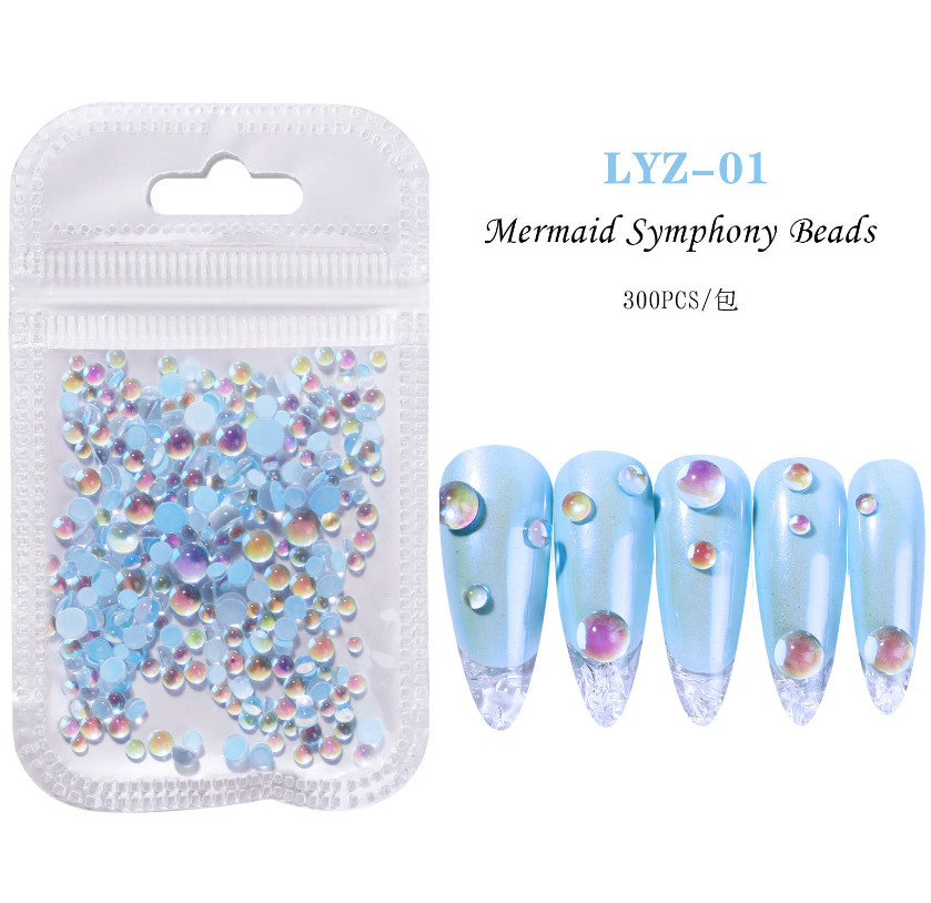 300Pcs Mermaid Symphony Beads Nail Art Case Décor Charms Rhinestone Flatback DIY