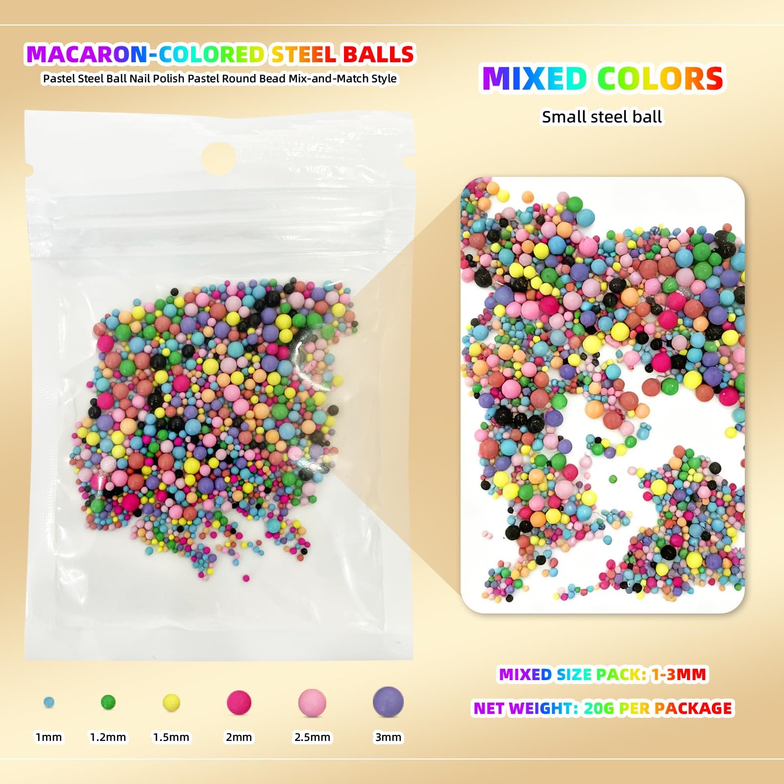 Round and Half Round Pearls (White+Beige) Multi Sizes Colorful Mini Steel Nai…