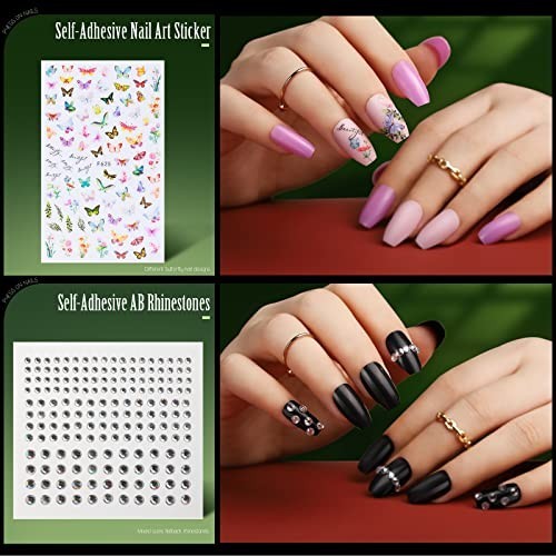 24 Pack Press On Nails – Medium Length Coffin Shape, 12 Matte & Glossy Colors, 5