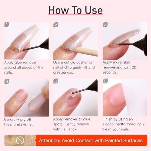Pinpoint Nail Glue Remover for Press on, 60ml Nail Remover 2 Fl Oz (Pack of 1)