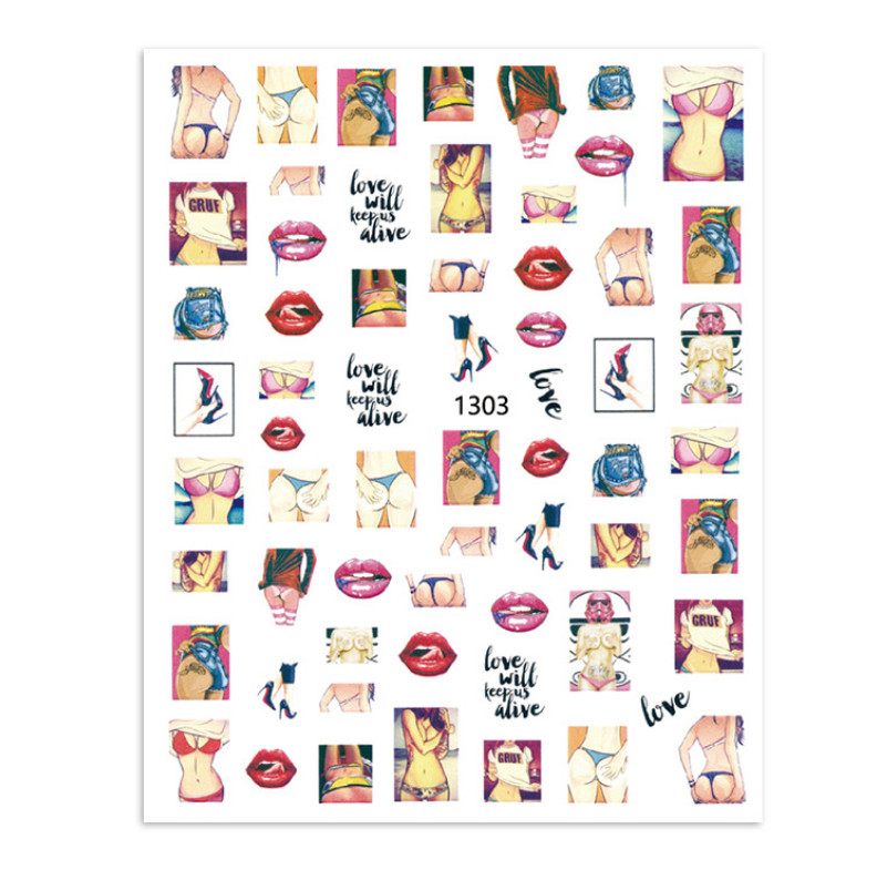 Nail Art Stickers Decals Transfers Sexy Lips Pop Art Lollipops Bad Girl 3D NH10