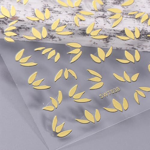 8pcs Gold Flower Leaf Nail Art Stickers 3D Self-Adhesive Metallic Nail Style5