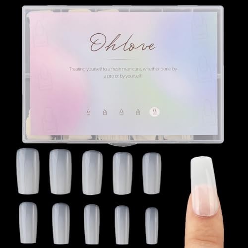 500Pcs Medium Square Nail Tips Full Cover Acrylic False Nails B-square-natural