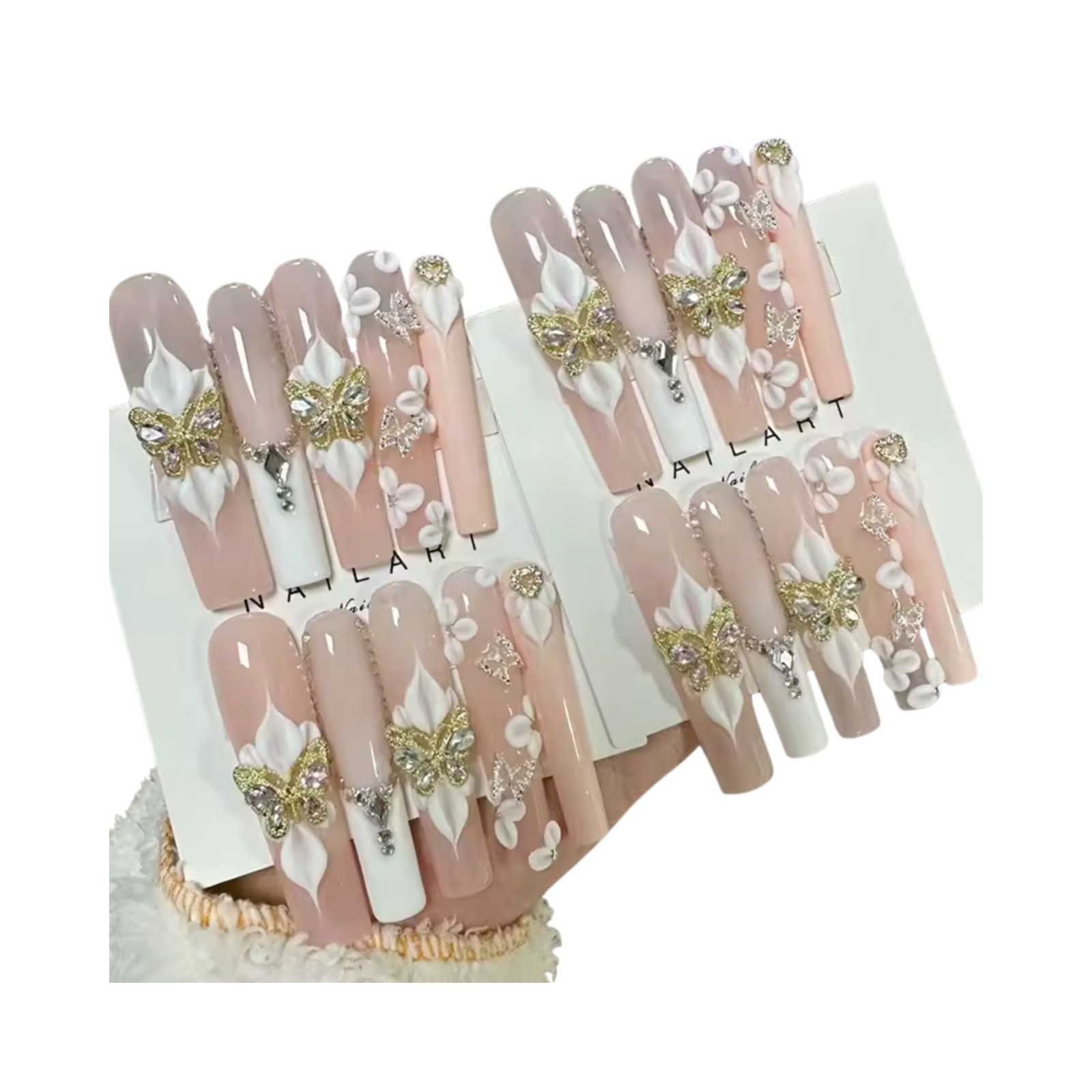 Olalaclayco Handmade 10pc Press On Nails, Hand Painted Gel False Nails, 10 Pc