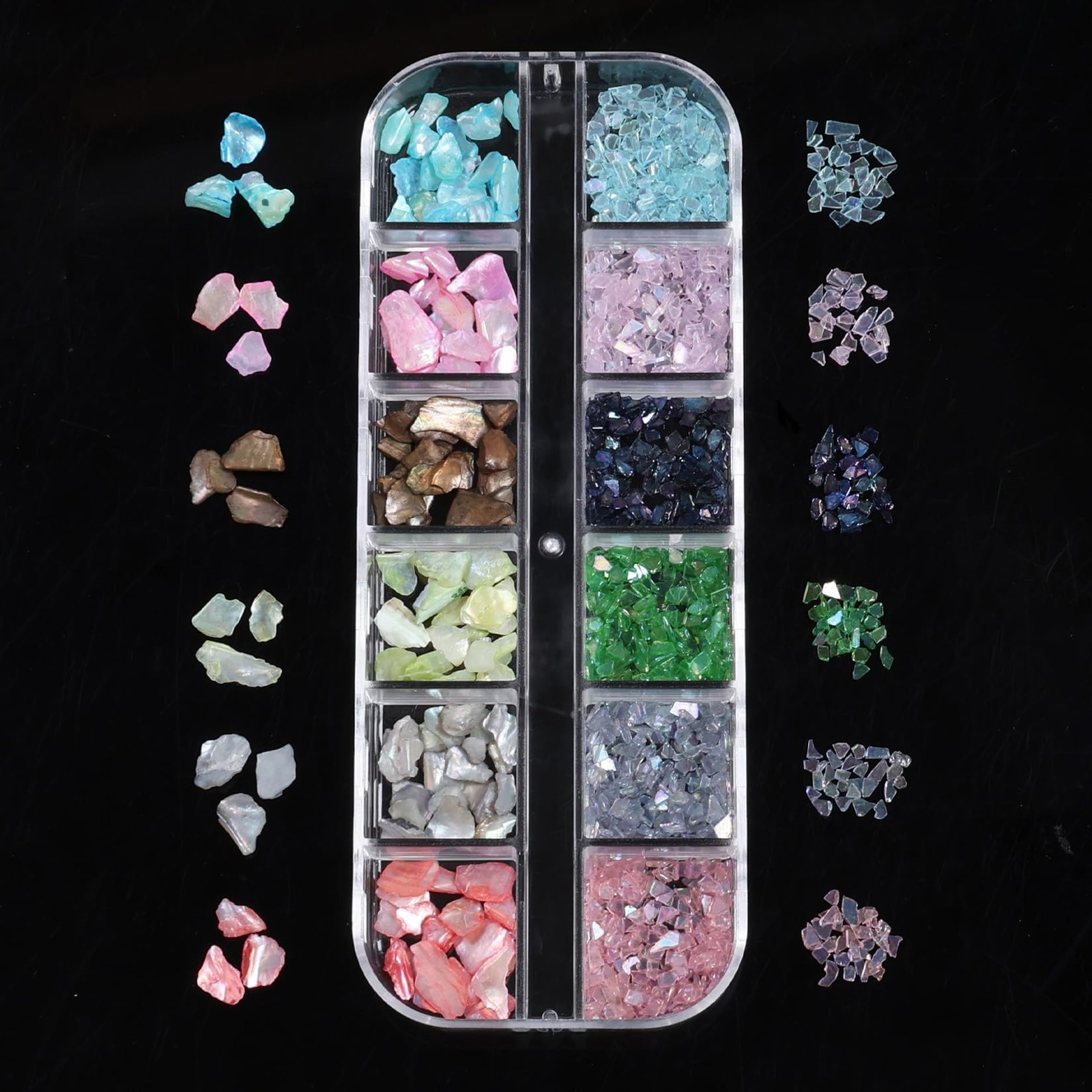 Shell Nail Glitter Flakes Set Summer Beach Ocean Holographic Iridescent Shell…