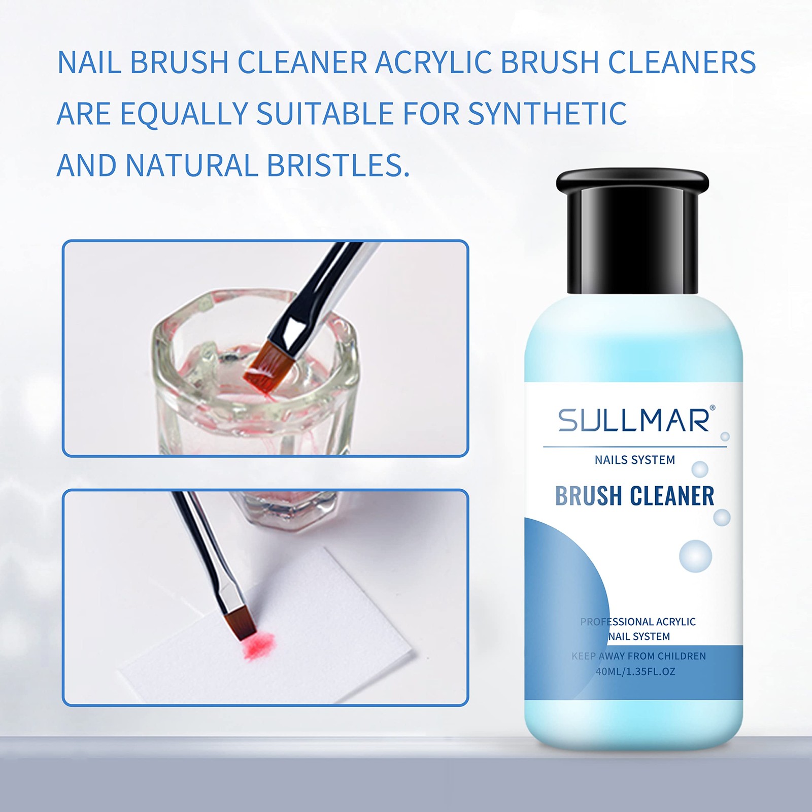 Acrylic Nail Brush Cleaner 40ml Nails Nail Art Tools for Quickly Clean Gel Nail