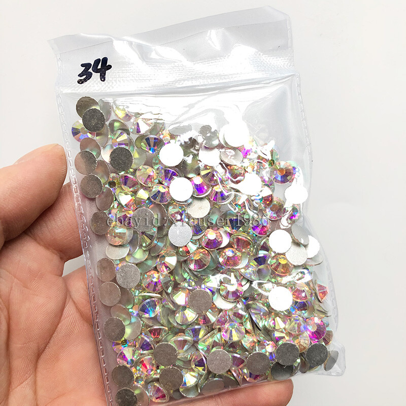 Top quality 1440pcs Crystal AB Rhinestones Flat Back Gems 3D Nail Art Decoration
