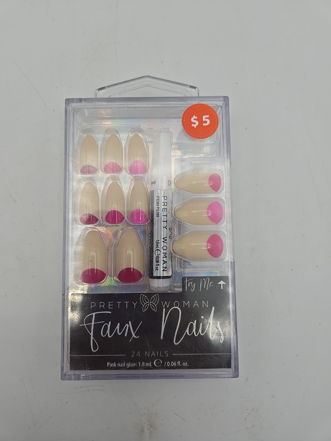 Pretty Woman Faux Nails 24 Set With Glue Shades Of Pink New