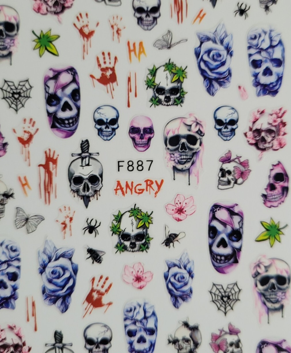 Skulls Halloween Nail Art Stickers