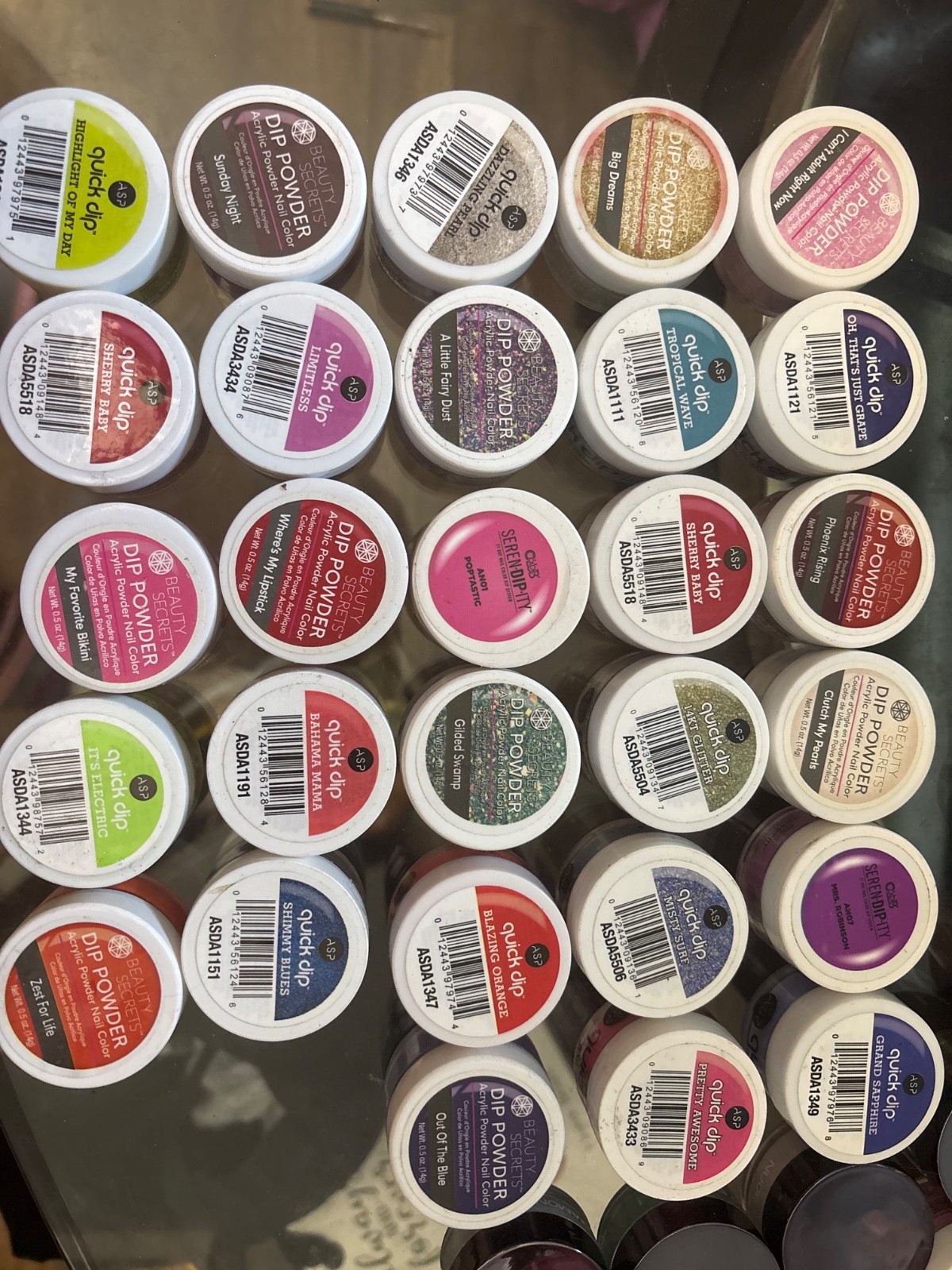 acrylic nail powder and dip powder all colors and glitters. all name brand