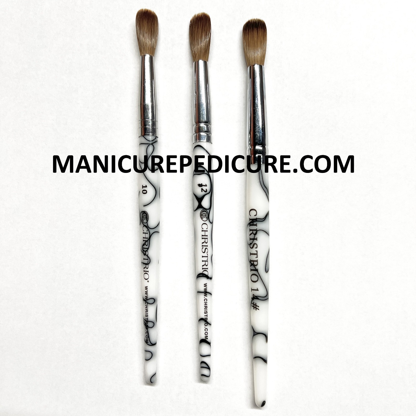 Christrio – Acrylic Nail Brush – Size 12 – Marbled Handle*MANICUREPEDICURE.COM*