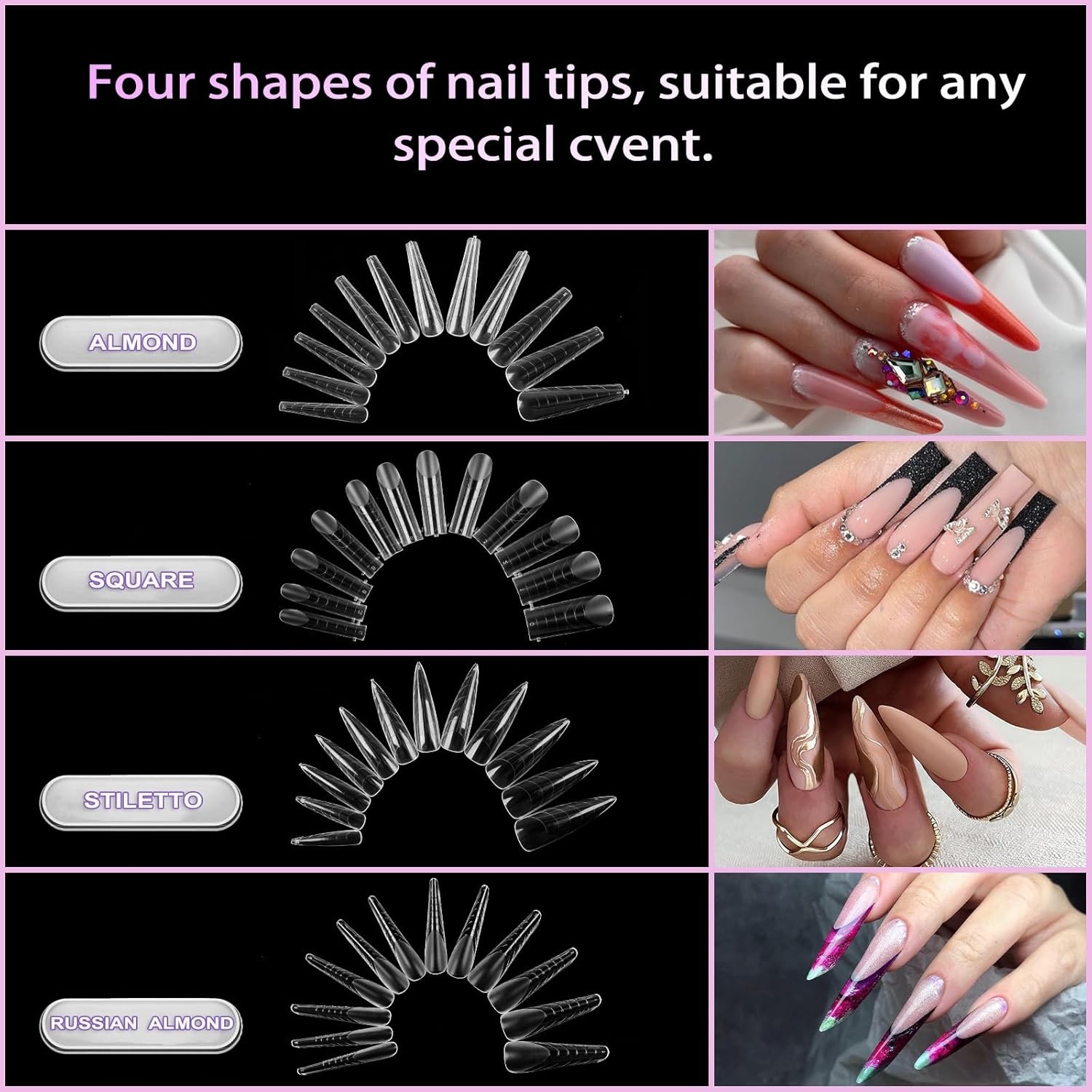 BOMOQING 288PCS Nail Dual Forms for French Nails, Dual Nail Forms Molds Acryl…