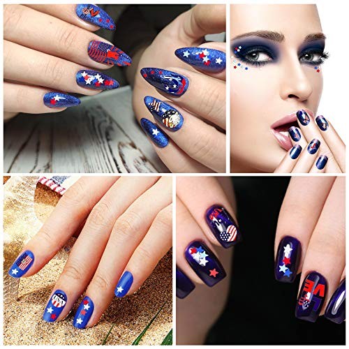 16 Sheets 4th of July Nail Art Stickers – Patriotic Nail Decals 250th – Maitys