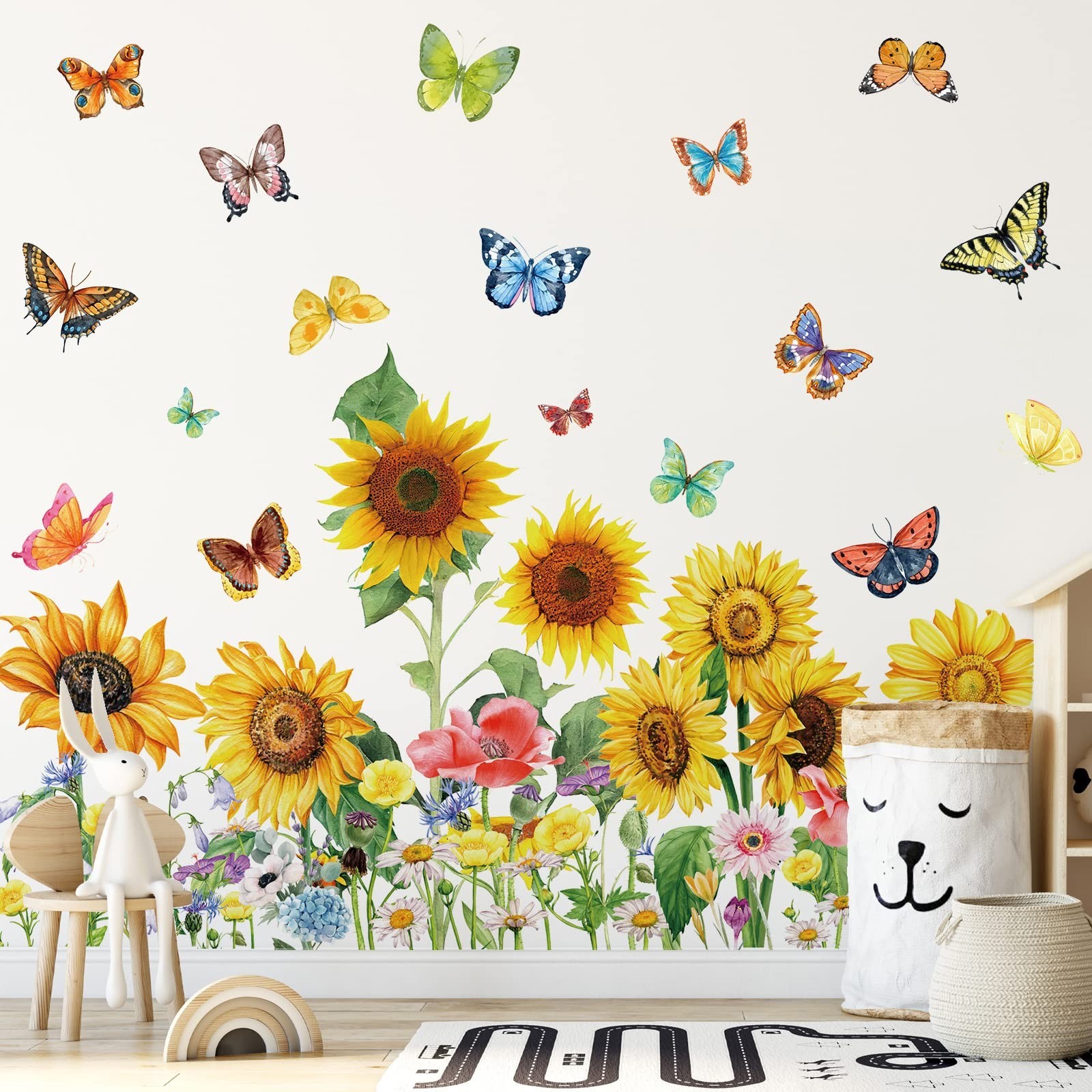 2 Sheets Flowers Butterflies Wall Decals Chrysanthemums Sunflowers Botanical …