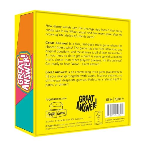 Hygge Games – Great Answer! Fun 1 EA, Multicolor, Pink, Orange, Green, Yellow
