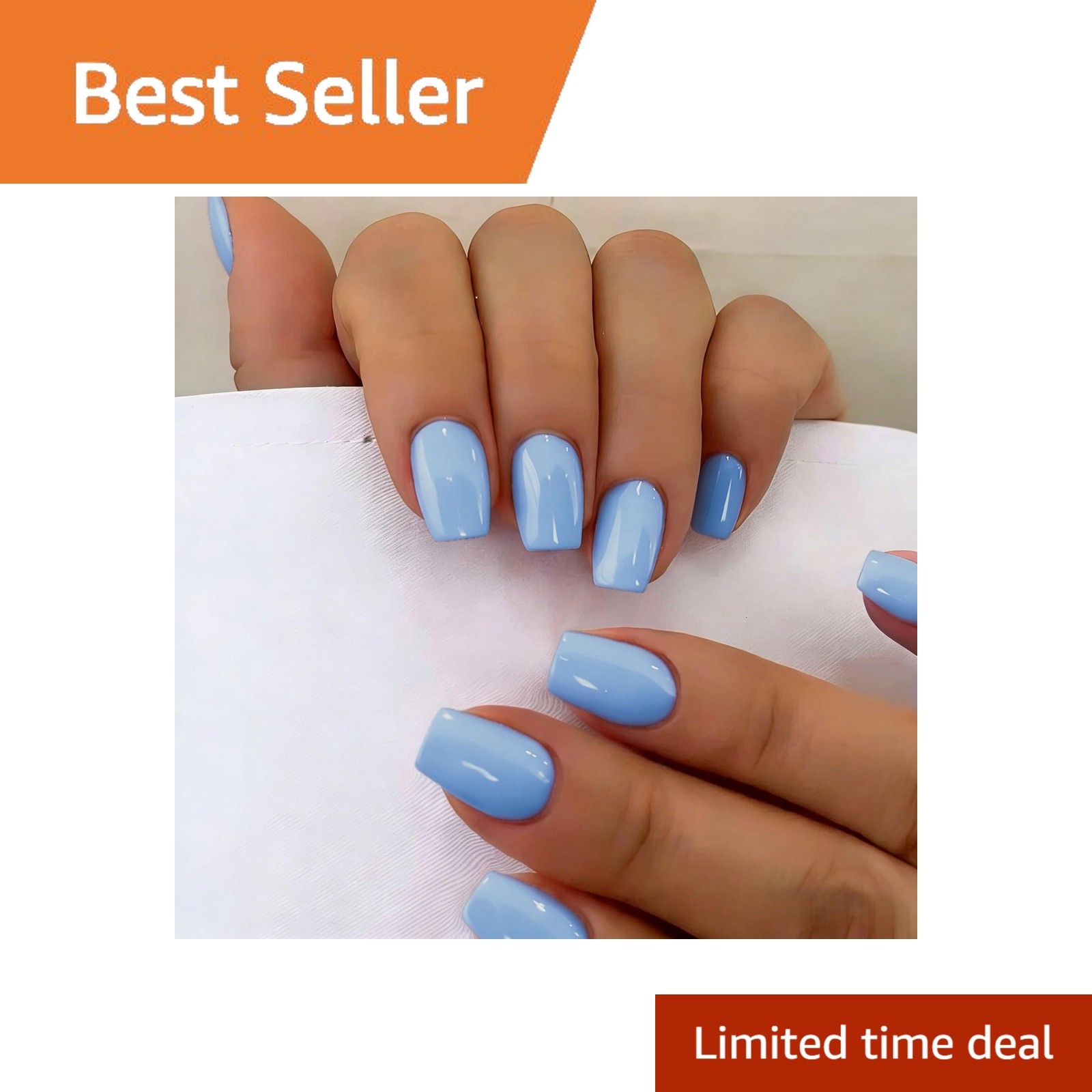 SXVME Short Press On Nails Blue Coffin