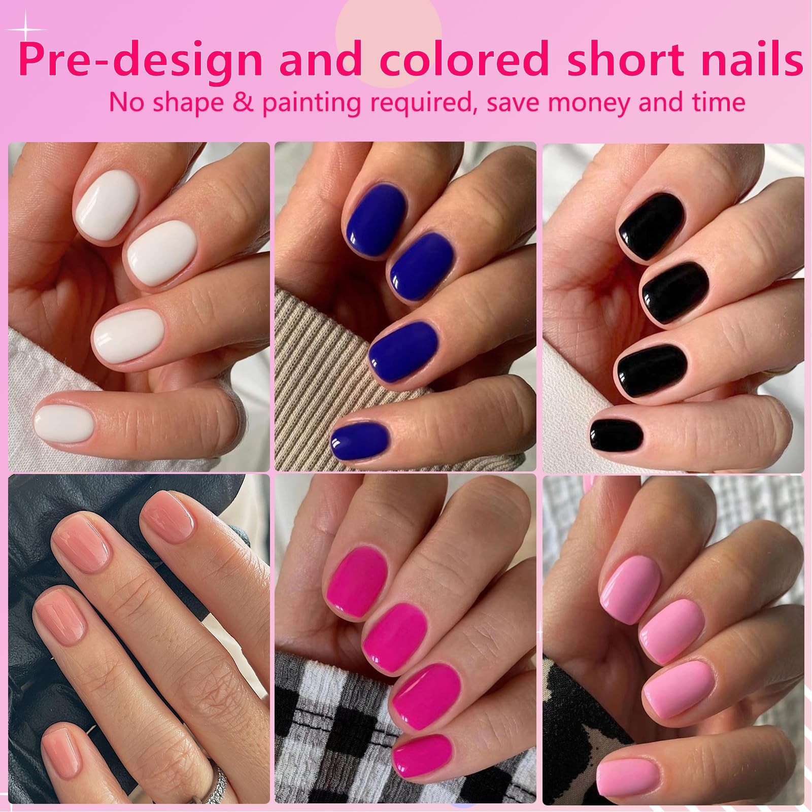 576pcs Short Press on Nails 24 Color Glossy Fake Nails Full Cover Solid Color…