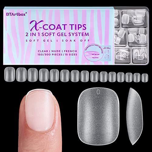 Extra Short Square Nail Tips – Short Squoval Gel Nail Tips, Natural S-Squoval