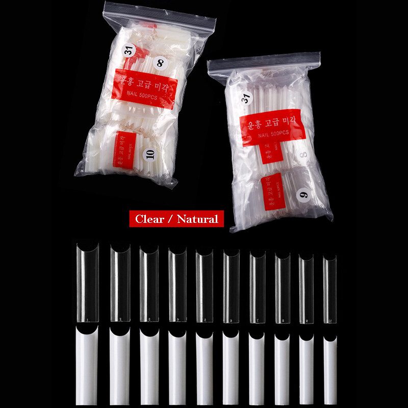 500Pcs/Bag XXL/M/S C Curve False Nail Tips Square Tip Gel Acrylic Nails 10 Sizes