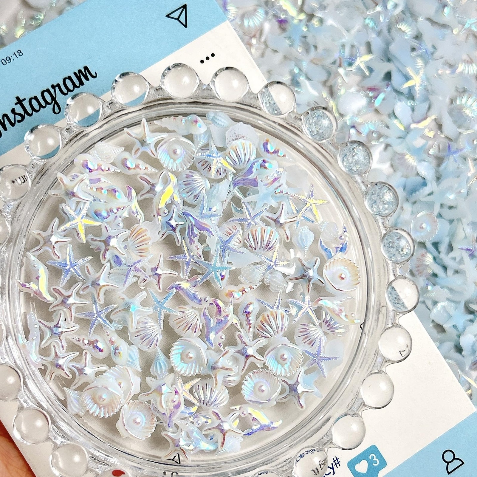 200Pcs Summer Beach Nail Charms Summer Ocean Nail Rhinestones Sea Shell Starf…