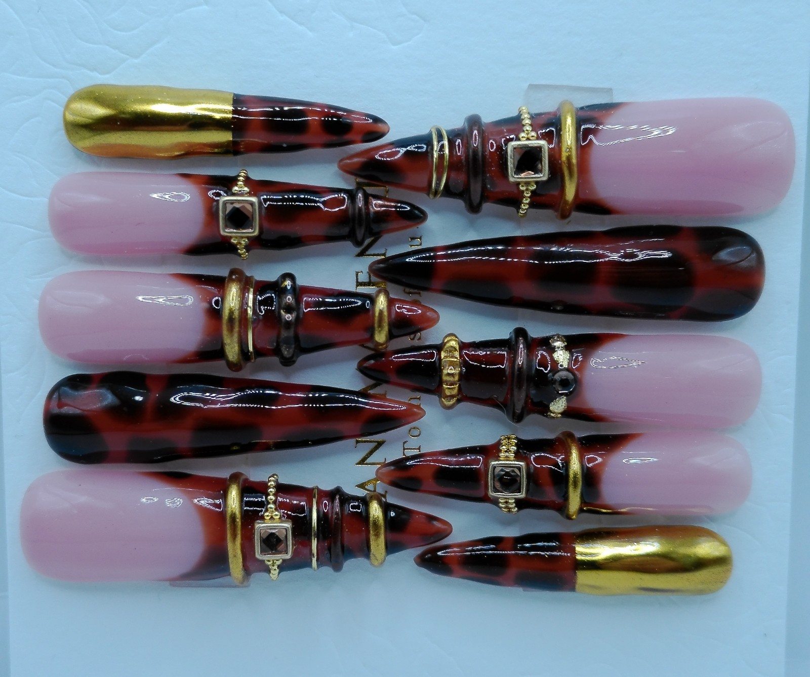 XXXLong Stiletto Tortoise Shell Bangle Press-On Nails – Medium Size