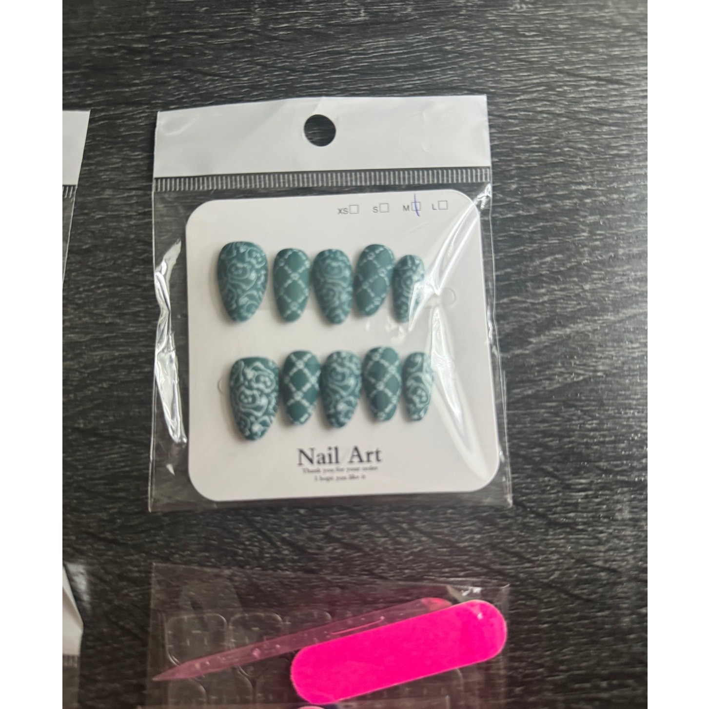Lot of 5 Handmade Hand Painted Press On Nails Multicolor 3D