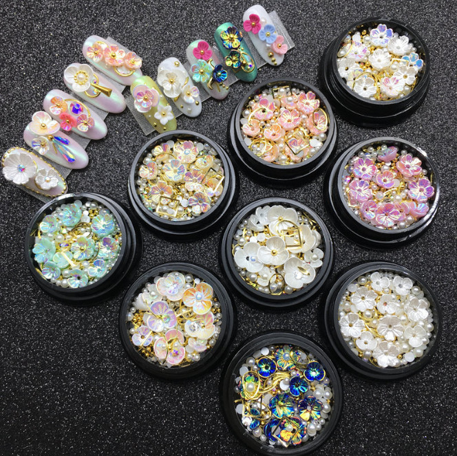 Nail Art 3D Rose Flower Rhinestones Jewelry Gems Mix Nail Art Decoration Glitter
