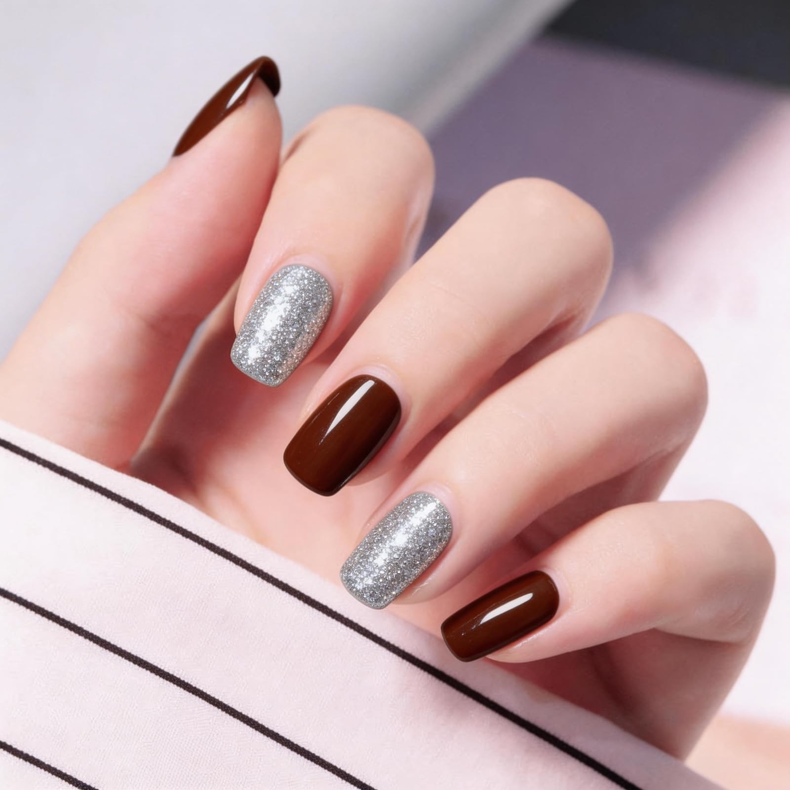 20 Sheets Nail Polish Strips Set 10pcs Solid Color Nail Strips and 10pcs Glit…