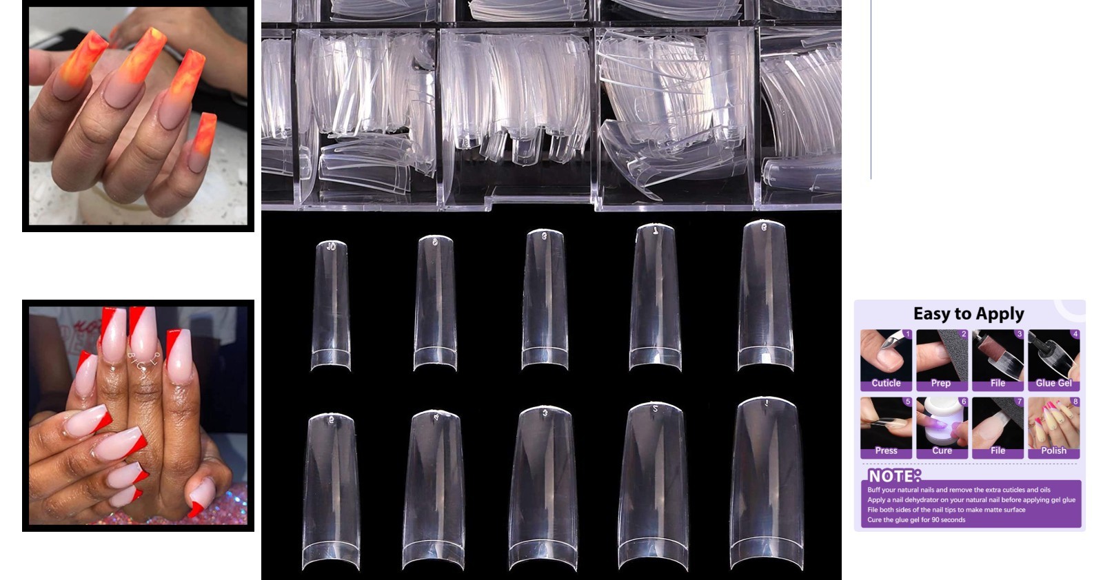 Versatile 500pcs Clear French Nail Tips – Half Cover Acrylic for All Occasions